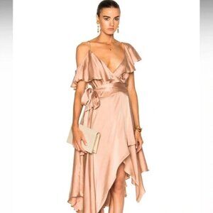 Zimmermann Midi Asymmetrical Wrap Dress Blush Pink Size US 0